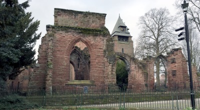 A view of St John's eastern ruins from Grosvenor Park.