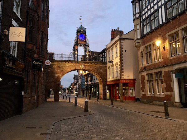 A modern day view of the  Eastgate at Chester with it's Victorian clock tower, which was added in 1897 to commemorate Queen Victoria's Diamond Jubilee.