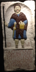 Replica of Caecilius Avitus' tombstone, depicting how it would have originally looked.