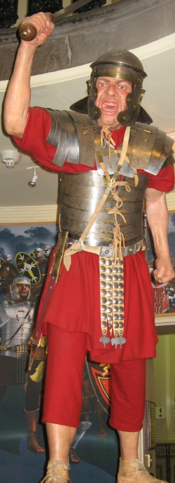Roman soldier wearing 'lorica segmantata' body armour.