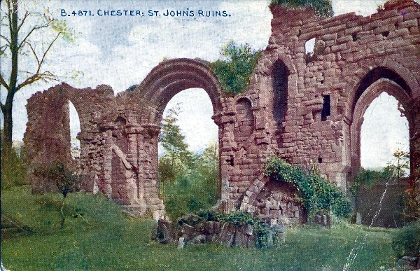 A postcard from 1917 gives a good perspective of the Norman and later Gothic arches. This view has since been obstructed by trees.