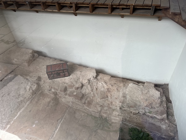 A view looking down into the Roman Strong Room.