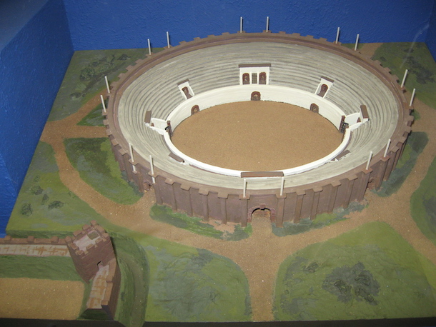 Model of Chester Amphitheatre being displayed in the Grosvenor Museum